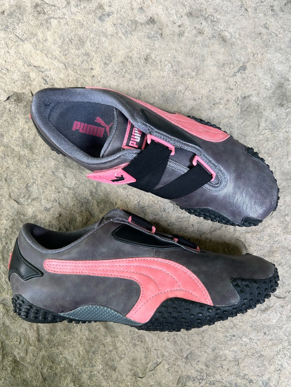 Vintage Y2K Puma Mostro Grey Pink Leather Sneakers - Women's size 8-Deadstock